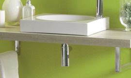 Siphon de lavabo rond court chromé en PVC 30718699