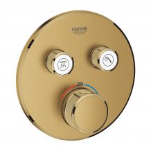 Façade thermostatique ronde 2 sorties dorée 